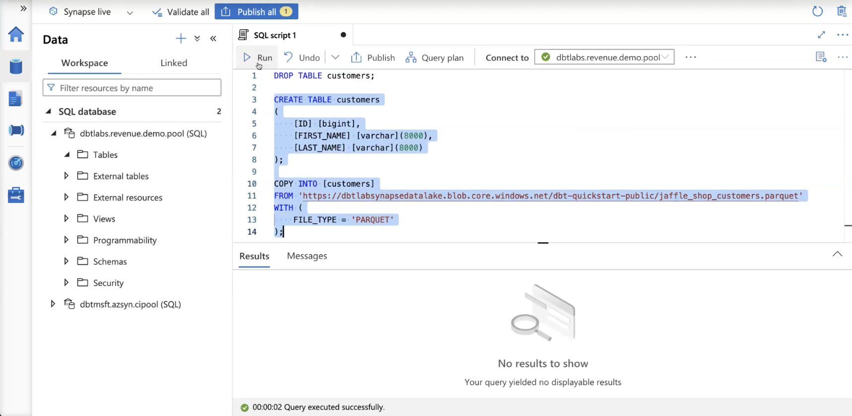 Example of loading data Example of loading data